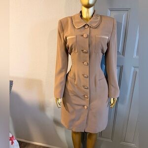 Kasper Camel Long Sleeve Dress